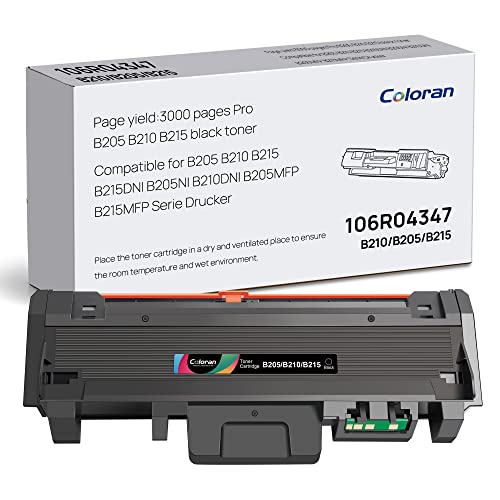 B205 B210 B215 Tonerkartusche Schwarz Kompatibel für Xerox B205 B210 B215 Toner für Xerox B215DNI B205NI B210DNI B205MFP B215MFP Drucker,106R04346 Hohe Ausbeute(1 Schwarz) von Coloran