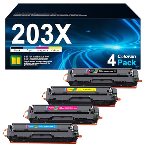 Coloran 203X CF540X Kompatible für HP 203X 203A CF540A für HP M281fdw Toner für HP Color Laserjet Pro MFP M280nw M281fdw M281fdn M281cdw M254dn M254dw M254nw (4er-Pack) von Coloran