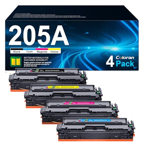 Coloran 205A CF530A Tonerkartusche Kompatibel für HP 205A für HP MFP M181fw Toner Color Laserjet Pro MFP M180fw M180n M180nw M181n M181fw M154a M154nw (Schwarz, Cyan, Magenta, Gelb, 4er-Pack) von Coloran