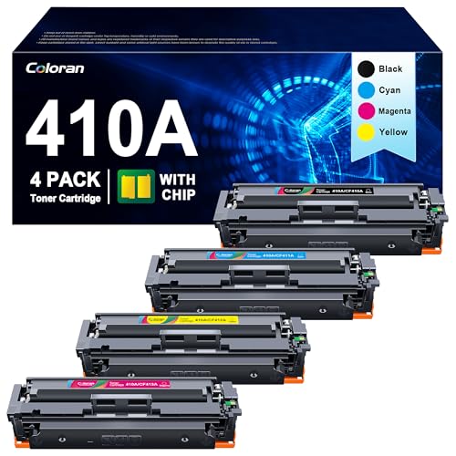 Coloran 410A CF410A MFP-M477fdw Toner Kompatible für HP 410A CF410A Toner Multipack, für HP Color LaserJet Pro MFP M477fdn M477fdw M477fnw M452dn M452nw M452dw Drucker (4er, Schwarz,Cyan,Magenta,Gelb) von Coloran