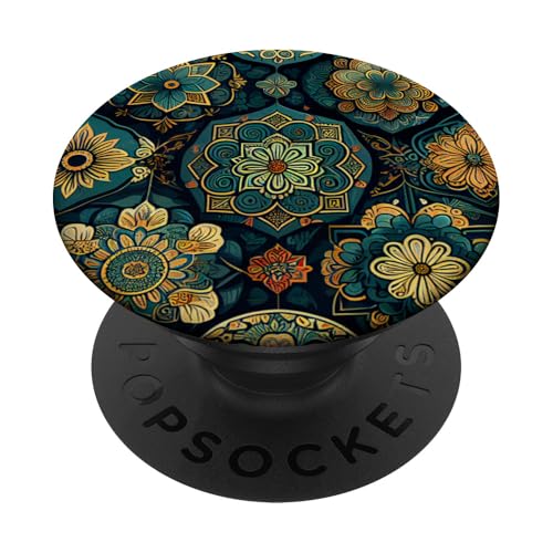 Bohemian Vintage marokkanisches Muster Retro Blumen Boho PopSockets Klebender PopGrip Bohemian Vintage marokkanisches Muster Retro Blumen Boho PopSockets Klebender PopGrip von Colorful Abstract Digital Art Unique Design