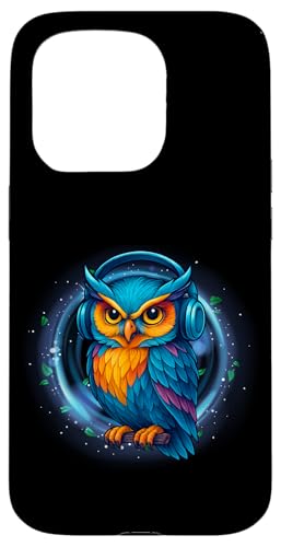 Kawaii Eule mit Kopfhörern Musik Bunte Eule Grafik Hülle für iPhone 15 Pro von Colorful Dj Owl With Headphones Tees Apparel