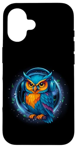 Kawaii Eule mit Kopfhörern Musik Bunte Eule Grafik Hülle für iPhone 16 Kawaii Eule mit Kopfhörern Musik Bunte Eule Grafik Hülle für iPhone 16 von Colorful Dj Owl With Headphones Tees Apparel
