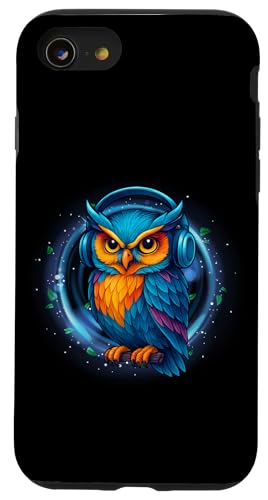 Kawaii Eule mit Kopfhörern Musik Bunte Eule Grafik Hülle für iPhone SE (2020) / 7 / 8 von Colorful Dj Owl With Headphones Tees Apparel