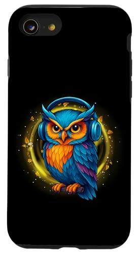 Kawaii Eule mit Kopfhörern Musik Bunte Eule Grafik Hülle für iPhone SE (2020) / 7 / 8 von Colorful Dj Owl With Headphones Tees
