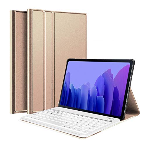 Tastatur Hülle für Samsung Galaxy Tab A7 10.4 T500/T505/T507,Colorful Kratzfest PU Leder Hülle mit Hinterleuchtet Abnehmbare Wireless Tastatur für Galaxy Tab A7 10.4 2020 (Gold) von Colorful Schutzhülle