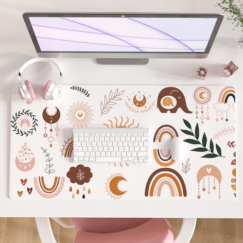 Colorful Star Niedliche Schreibtischunterlage im Boho-Stil, wasserdicht, Regenbogenfarben, großes Gaming-Mauspad für Mädchen und Frauen, niedliches Schreibtischzubehör, Kawaii-Bürodekoration, Colorful Star Niedliche Schreibtischunterlage im Boho-Stil, wasserdicht, Regenbogenfarben, großes Gaming-Mauspad für Mädchen und Frauen, niedliches Schreibtischzubehör, Kawaii-Bürodekoration, von Colorful Star