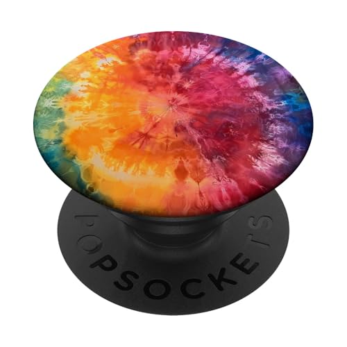 Abstraktes Design als bunte psychedelische Retro-Kunst PopSockets Klebender PopGrip von Colorful Tie Dye Accessories