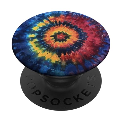 Abstraktes Design als bunte psychedelische Retro-Kunst PopSockets Klebender PopGrip von Colorful Tie Dye Accessories