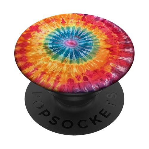 Abstraktes Design als bunte psychedelische Retro-Kunst PopSockets Klebender PopGrip von Colorful Tie Dye Accessories