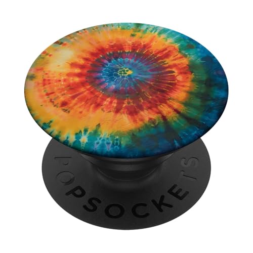 Abstraktes Design als bunte psychedelische Retro-Kunst PopSockets Klebender PopGrip von Colorful Tie Dye Accessories