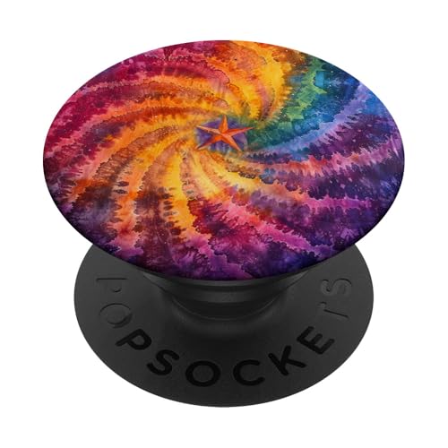 Batik-Stern PopSockets Klebender PopGrip von Colorful Tie Dye Accessories