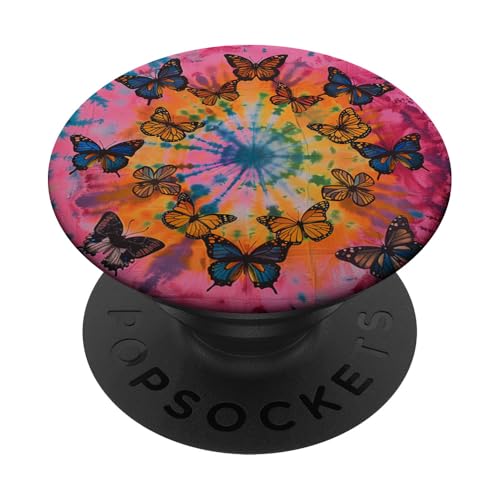 Batik Swirl Schmetterling PopSockets Klebender PopGrip von Colorful Tie Dye Accessories
