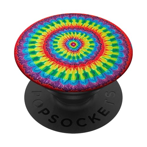 Batik-abstraktes Design als bunte psychedelische Retro-Kunst PopSockets Klebender PopGrip von Colorful Tie Dye Accessories