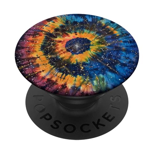 Batik-abstraktes Design als bunte psychedelische Retro-Kunst PopSockets Klebender PopGrip von Colorful Tie Dye Accessories