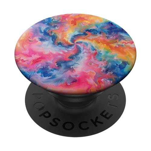Batik-abstraktes Design als bunte psychedelische Retro-Kunst PopSockets Klebender PopGrip von Colorful Tie Dye Accessories