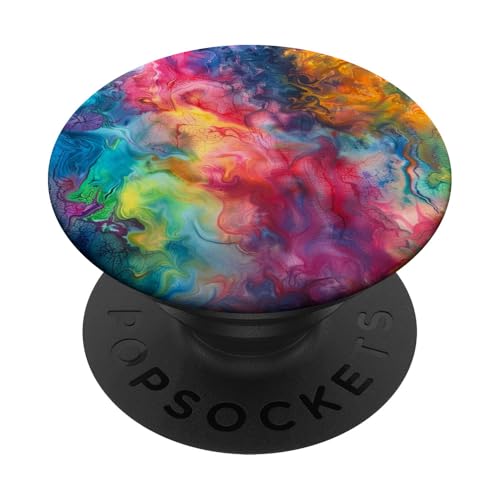 Batik-abstraktes Design als bunte psychedelische Retro-Kunst PopSockets Klebender PopGrip von Colorful Tie Dye Accessories