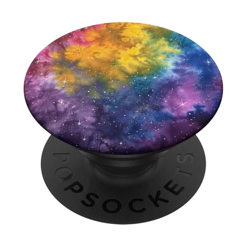 Batik-abstraktes Design als bunte psychedelische Retro-Kunst PopSockets Klebender PopGrip von Colorful Tie Dye Accessories