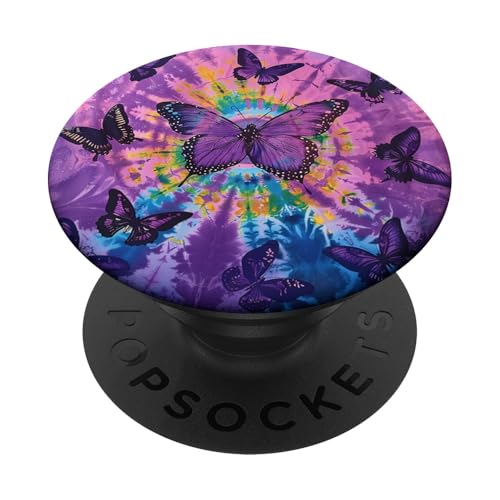 Blauer Batik-Farbstoff, Monarch-Schmetterling PopSockets Klebender PopGrip von Colorful Tie Dye Accessories