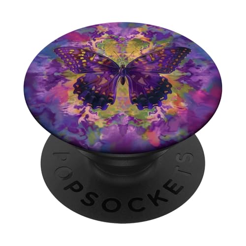 Blauer Batik-Farbstoff, Monarch-Schmetterling PopSockets Klebender PopGrip von Colorful Tie Dye Accessories