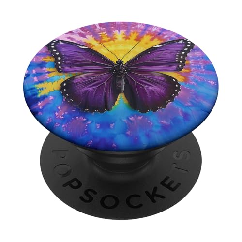 Blauer Batik-Farbstoff, Monarch-Schmetterling PopSockets Klebender PopGrip von Colorful Tie Dye Accessories