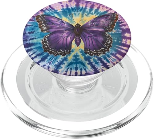 Blauer Batik-Farbstoff, Monarch-Schmetterling PopSockets PopGrip für MagSafe von Colorful Tie Dye Accessories