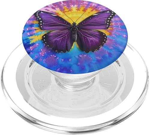 Blauer Batik-Farbstoff, Monarch-Schmetterling PopSockets PopGrip für MagSafe von Colorful Tie Dye Accessories