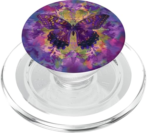 Blauer Batik-Farbstoff, Monarch-Schmetterling PopSockets PopGrip für MagSafe von Colorful Tie Dye Accessories