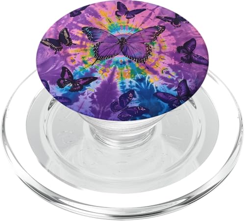 Blauer Batik-Farbstoff, Monarch-Schmetterling PopSockets PopGrip für MagSafe von Colorful Tie Dye Accessories