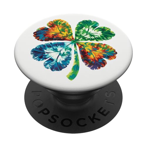Grünes irisches Kleeblatt St. Patricks Day PopSockets Klebender PopGrip von Colorful Tie Dye Accessories