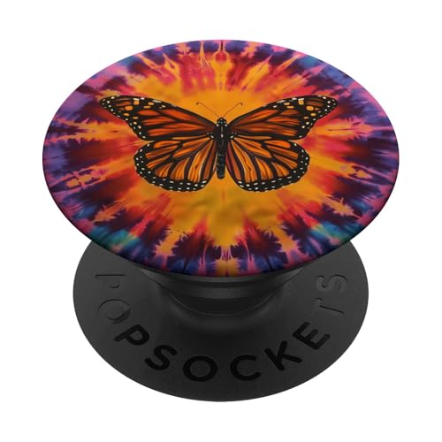 Monarch-Schmetterling-Batik-Wirbel PopSockets Klebender PopGrip von Colorful Tie Dye Accessories