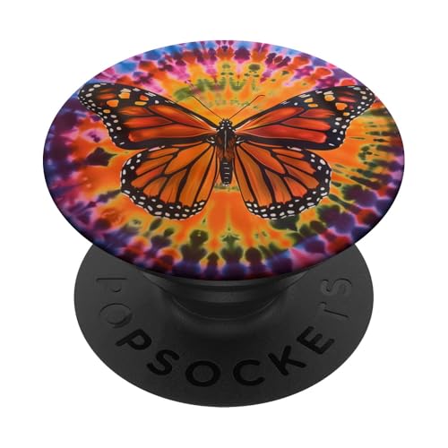 Monarch-Schmetterling-Batik-Wirbel PopSockets Klebender PopGrip von Colorful Tie Dye Accessories