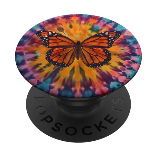 Monarch-Schmetterling-Batik-Wirbel PopSockets Klebender PopGrip von Colorful Tie Dye Accessories