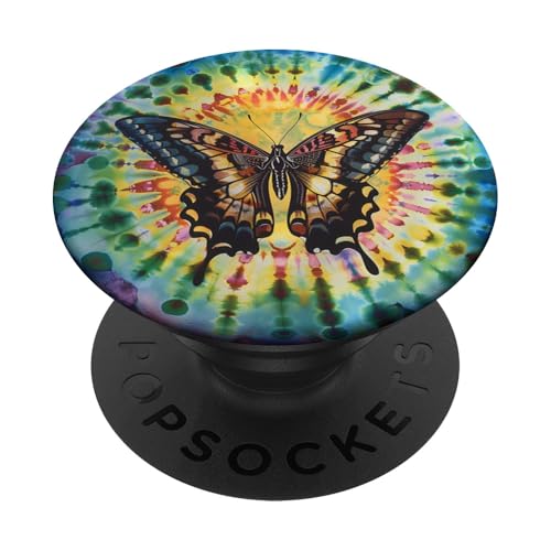 Monarch-Schmetterling-Batik-Wirbel PopSockets Klebender PopGrip von Colorful Tie Dye Accessories