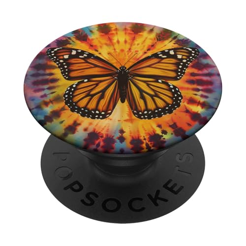 Monarch-Schmetterling-Batik-Wirbel PopSockets Klebender PopGrip von Colorful Tie Dye Accessories