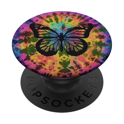 Monarch-Schmetterling-Batik-Wirbel PopSockets Klebender PopGrip von Colorful Tie Dye Accessories
