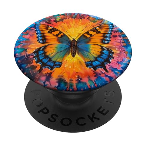Monarch-Schmetterling-Batik-Wirbel PopSockets Klebender PopGrip von Colorful Tie Dye Accessories