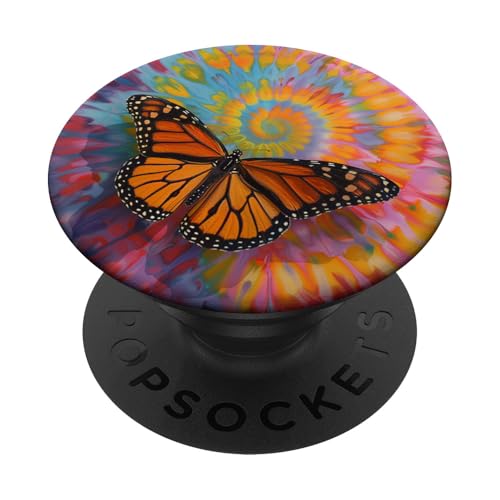 Monarch-Schmetterling-Batik-Wirbel PopSockets Klebender PopGrip von Colorful Tie Dye Accessories