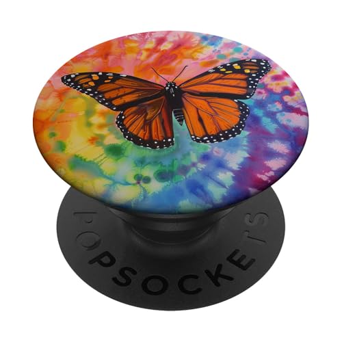 Monarch-Schmetterling-Batik-Wirbel PopSockets Klebender PopGrip von Colorful Tie Dye Accessories