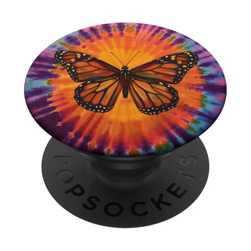Monarch-Schmetterling-Batik-Wirbel PopSockets Klebender PopGrip von Colorful Tie Dye Accessories