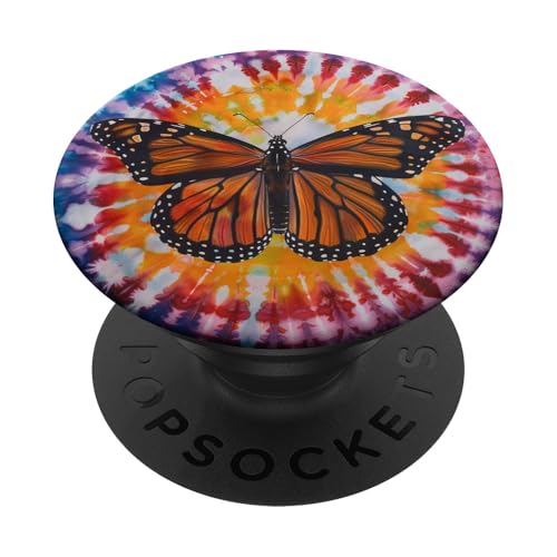 Monarch-Schmetterling-Batik-Wirbel PopSockets Klebender PopGrip von Colorful Tie Dye Accessories