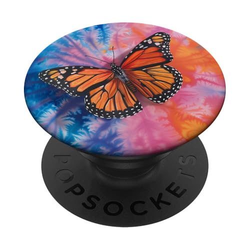 Psychedelisches Schmetterlings-Design, bunt, Batikfärbung PopSockets Klebender PopGrip von Colorful Tie Dye Accessories
