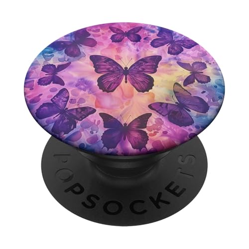 Schmetterling Tie Dye Violett PopSockets Klebender PopGrip von Colorful Tie Dye Accessories