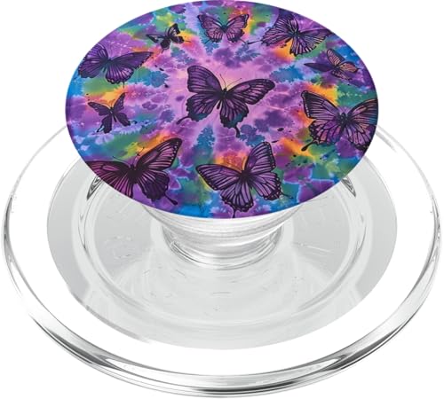 Violetter Batik-Monarch-Schmetterling PopSockets PopGrip für MagSafe von Colorful Tie Dye Accessories