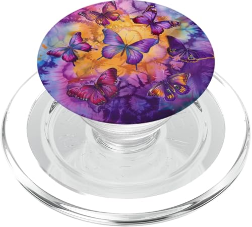 Violetter Batik-Monarch-Schmetterling PopSockets PopGrip für MagSafe von Colorful Tie Dye Accessories
