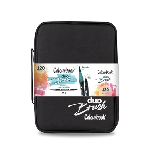 Colourbook Duo Brush - 120 professionelle Filzstifte, Doppelspitze, 2,5 mm und 5 mm, Schwarz Colourbook Duo Brush - 120 professionelle Filzstifte, Doppelspitze, 2,5 mm und 5 mm, Schwarz von Colourbook