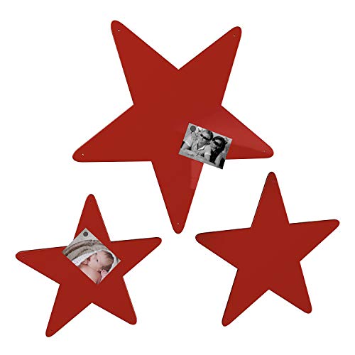 Colours-Manufaktur Stern Magnetwand 3er-Set - viele XXL groß Hochglanz (rot (RAL 3020 verkehrsrot glänzend)) von Colours-Manufaktur