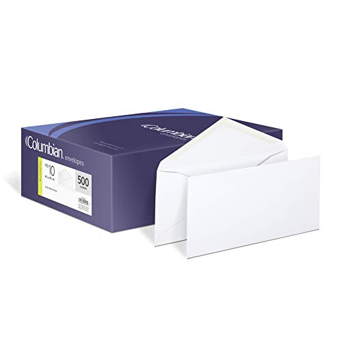 Columbian CO125 Briefumschläge, gummiert, für Geschäftsleute, 11,4 x 24,9 cm, Weiß, 500 Stück pro Box Columbian CO125 Briefumschläge, gummiert, für Geschäftsleute, 11,4 x 24,9 cm, Weiß, 500 Stück pro Box von Columbian