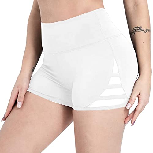 ERTGHH Yj Leggings For Women Women Shorts Non-Perspective Fitness Leggings Female Mesh Shorts Gym Yoga Shorts High Waist Sports Short Workout Running (Color : White, Size : M) von Columbus