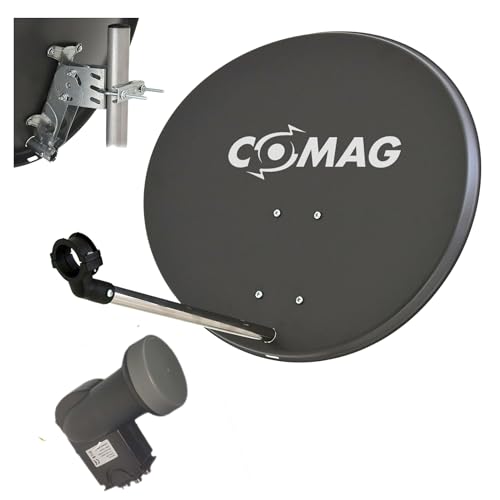 Comag 57cm 4 Teilnehmer Sat-Anlage Stahl anthrazit Quad LNB (UHD 4K) von Comag